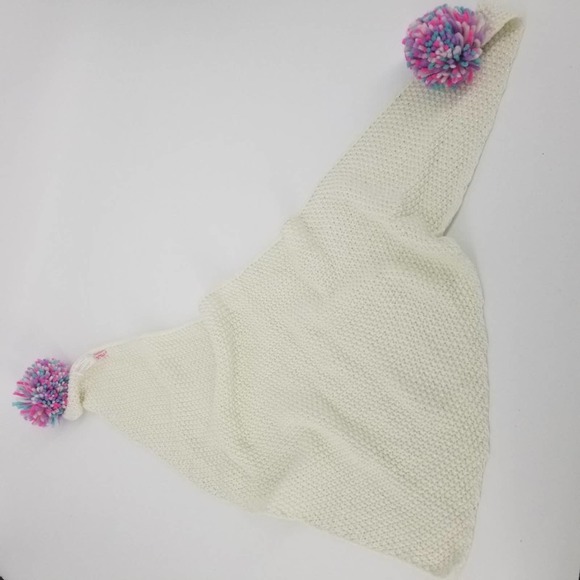 Capelli of New York Little Girls Knit Scarf and Hat Set Pom-Pom Accents Ivory - Picture 5 of 7